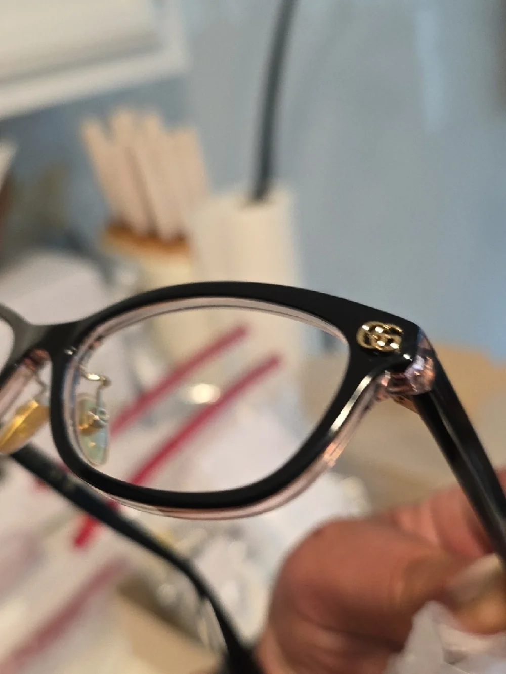 Gucci Black Frames with Gold Temple Accents Women's Glasses GG21440J - Picture 6 of 12